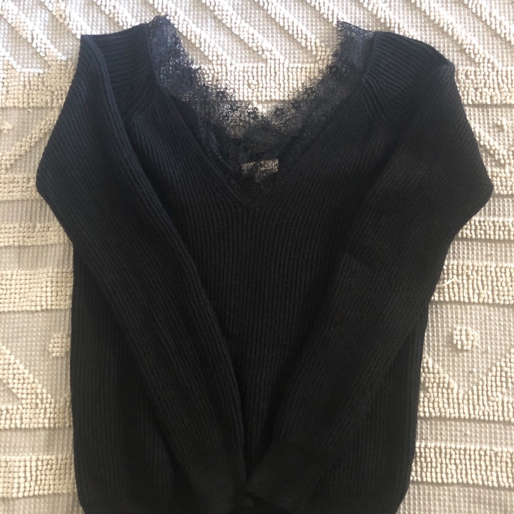 NWOT! Black Sweater with Lace
